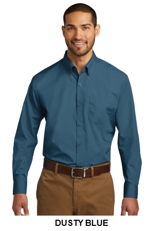 Port Authority Long Sleeve Carefree Poplin Shirt.  PORT A.  W100